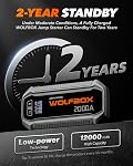 WOLFBOX 2000A Jump Starter, 12V Car Battery Booster Jump Starter(7L Gas 6L Diesel Engine), 44.4Wh Battery Booster Pack with LED Display, 30W Charger, Car Jump Starter with LED Light, Jumper Cables