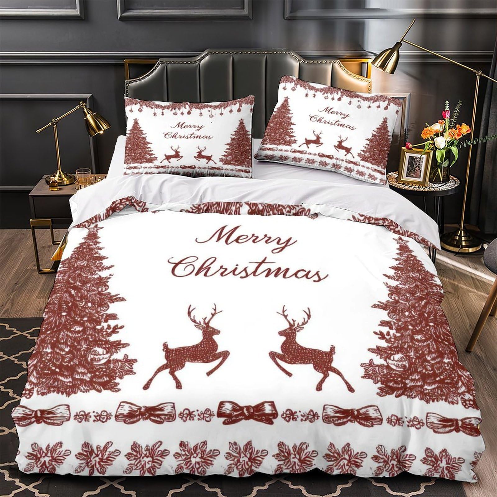 Parure de lit Noël 140x200cm anti-acarien et hypoallergénique pour un sommeil sain en hiver