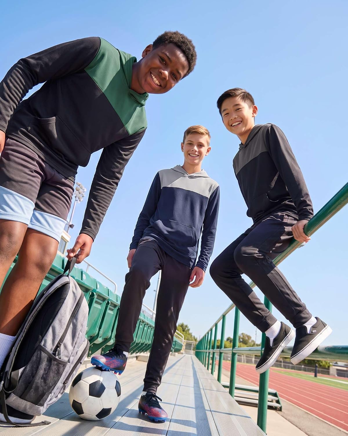 3 Pack Boys' Mesh Pullover Hoodies Sweatshirts Dry Fit Kids Teens School