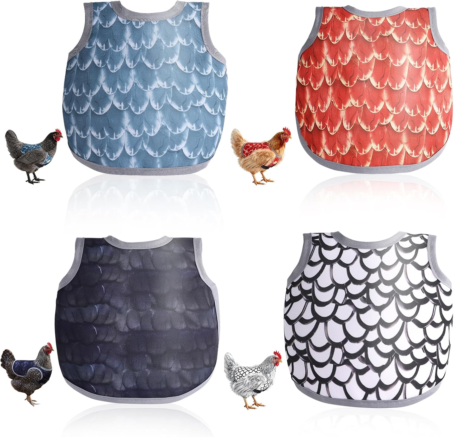 4-Pack Chicken Saddle for Hens – Adjustable Back Protector