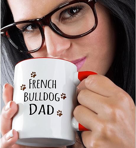Miniatura 2 de 3dRose Taza de perro Bulldog Francés, 11 onzas, color rojo