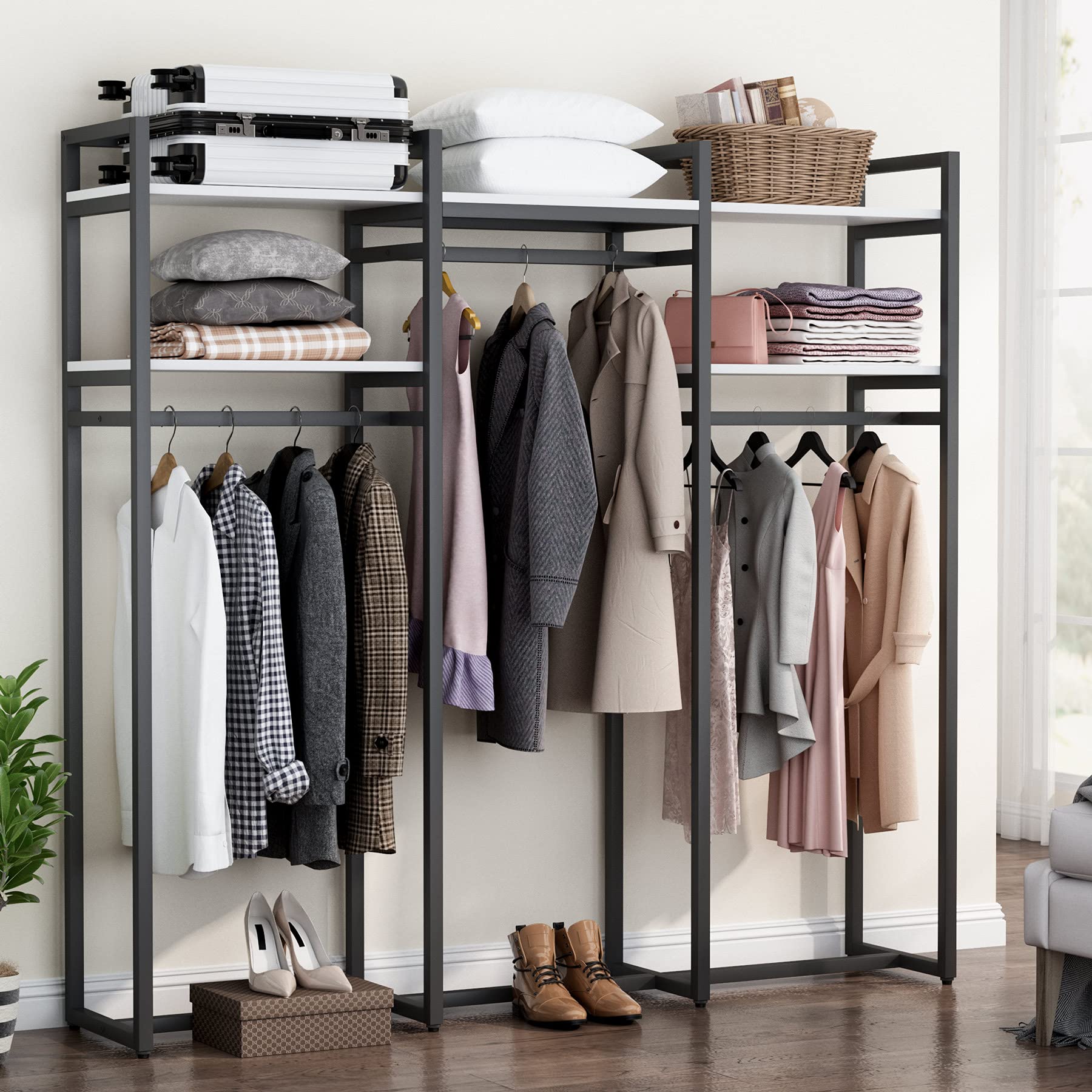 Tribesigns Freestanding Closet Organizer, 75 inch Garment Rack with