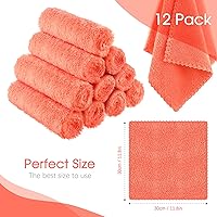 Vista 5 de 12 paños de lavado facial, paños desmaquillantes de terciopelo coral, paños faciales suaves de secado rápido para cara, 12 x 12 pulgadas (rosa)