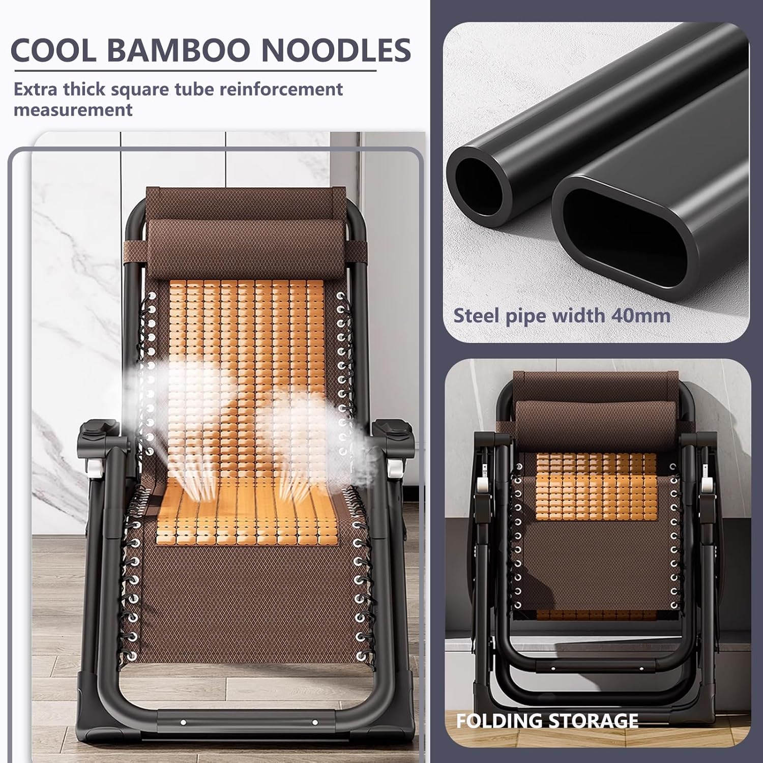 Folding Garden Recliner Chair with Footrest, Lightweight Adjustable Sun Lounger for Garden Beach Patio, Deck Chairs Indoor Outdoor Reclining Camping Chairs