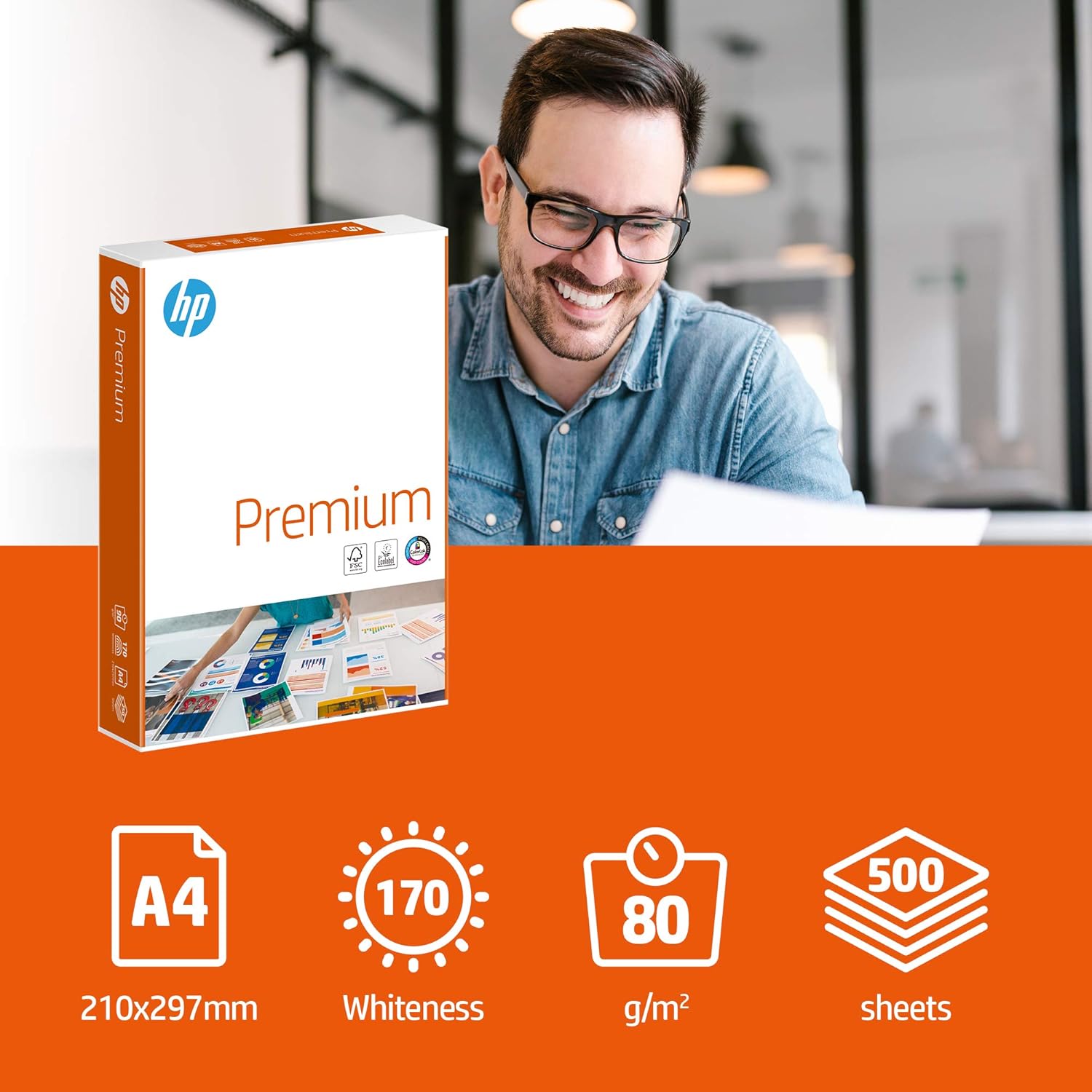 HP Papers, Premium A4 Paper, 210x297mm, 80gsm, 5 Ream Carton, 2500 Sheets - FSC Certified Copy Paper, 5 Count (Pack of 1) 4 81eISwvEK2L. AC SL1500