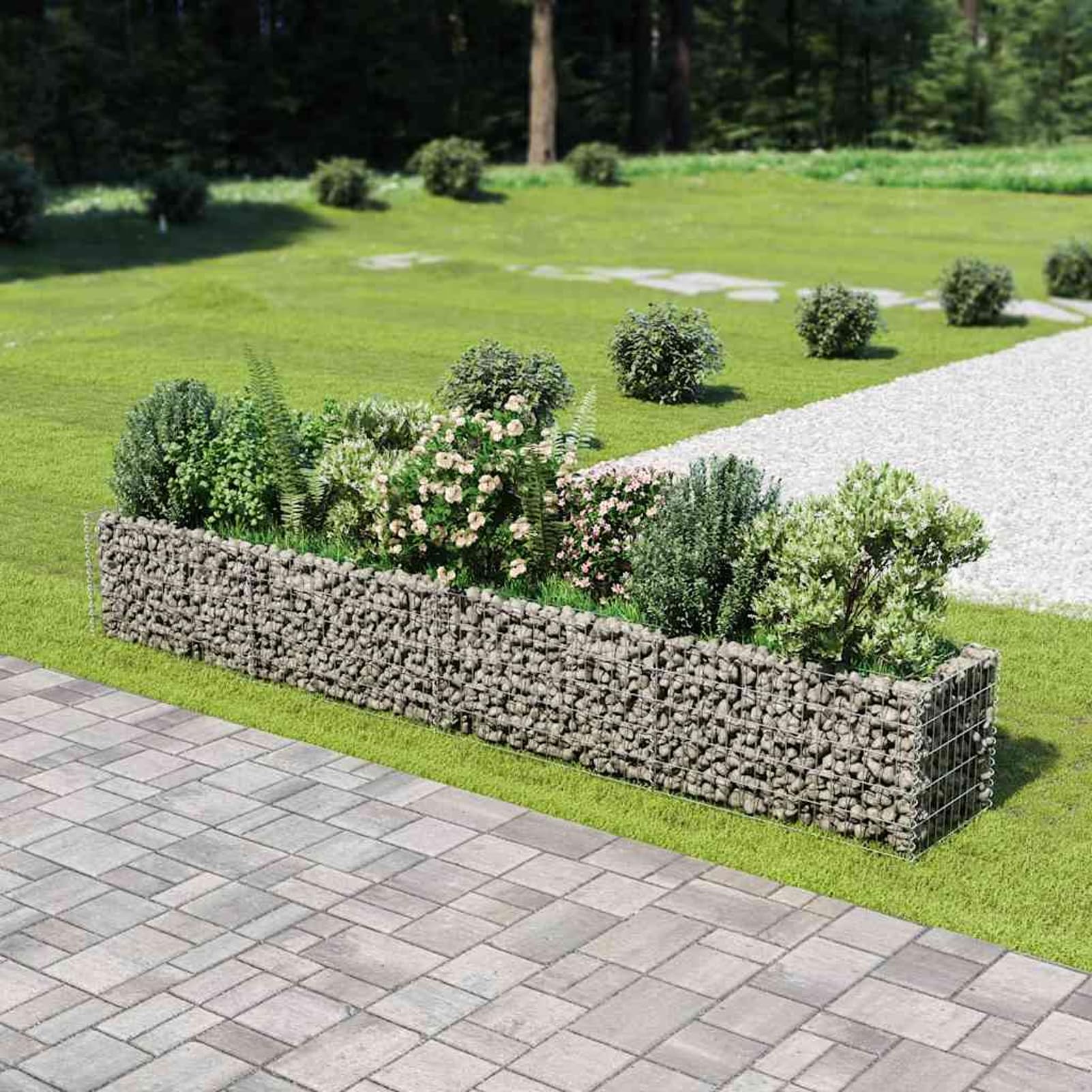 Gecheer Gabion raised bed galvanized steel 360×50×50 cm Lawn, garden Model143561