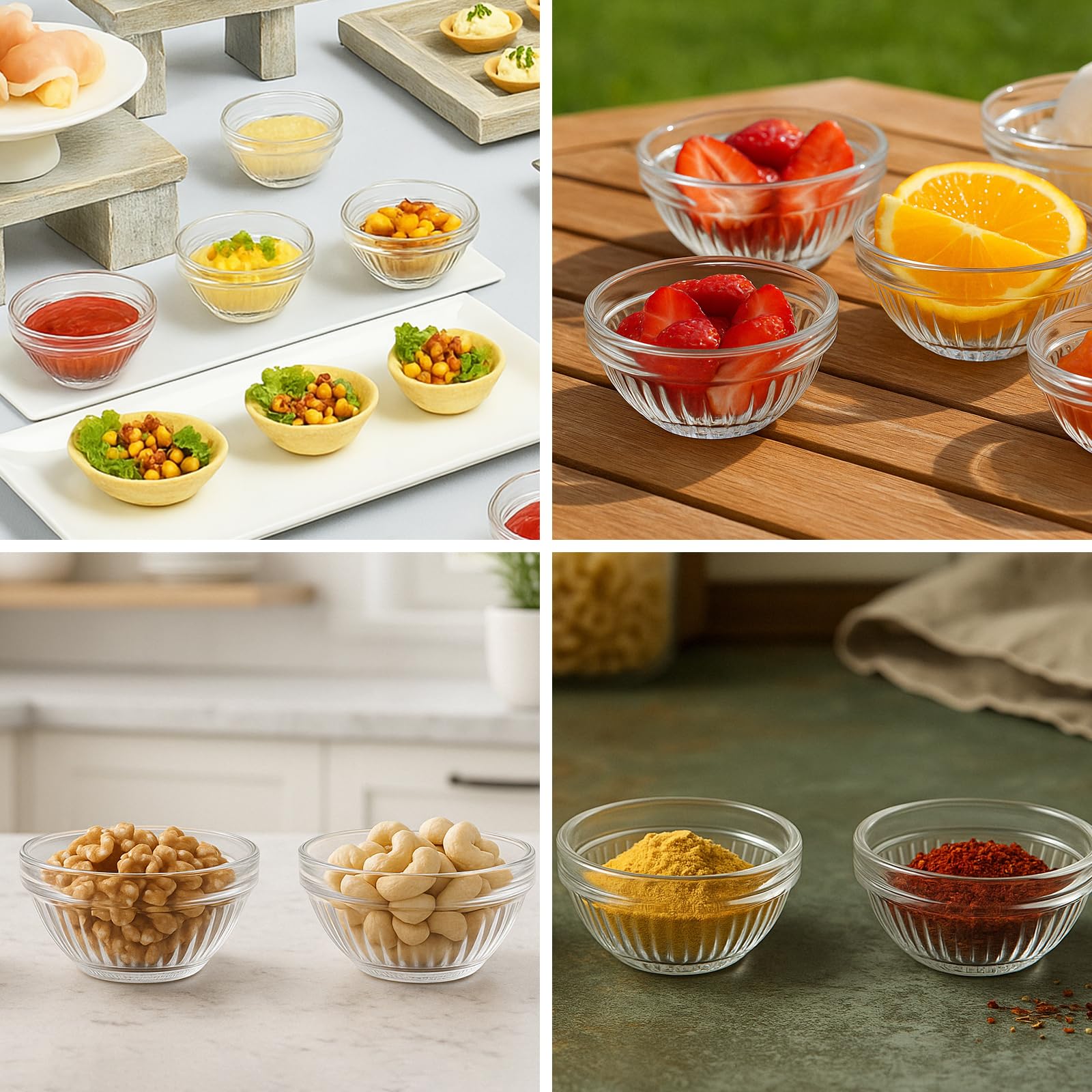 Lot De 10 Mini Bols En Verre - 80ml, Ø 7.5cm - Pour Sauces, Dips, épices, Confiture - Verre Trempé, Lavable - 7