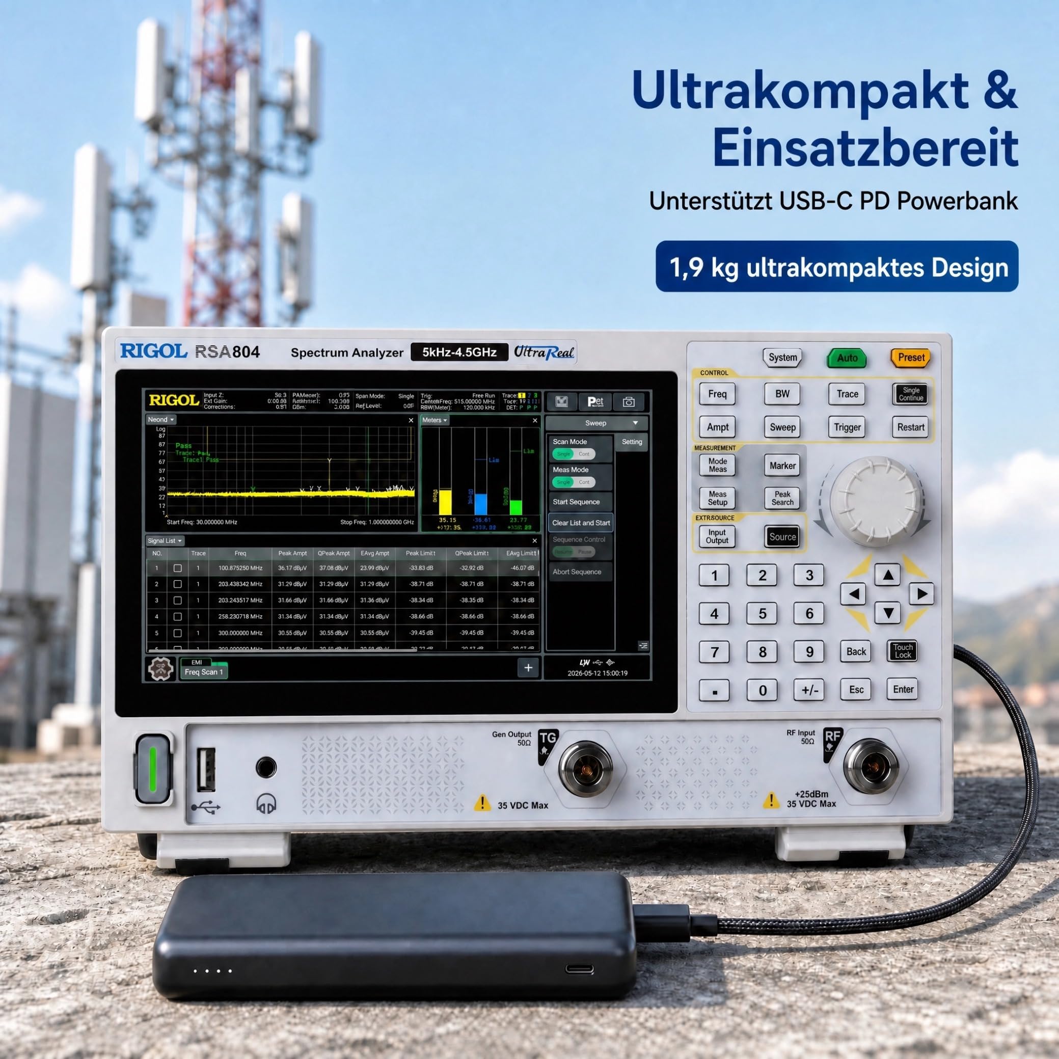RIGOL RSA804 Echtzeit-Spektrumanalysator, 4,5GHz EMV-Signalanalysator