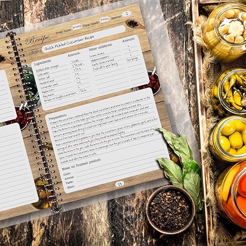 Miniatura 6 de CraftSaints Libro de recetas para escribir en tus propias recetas de 8.5 x 11 pulgadas, tapa dura extraíble, hasta 140 recetas, papel premium de