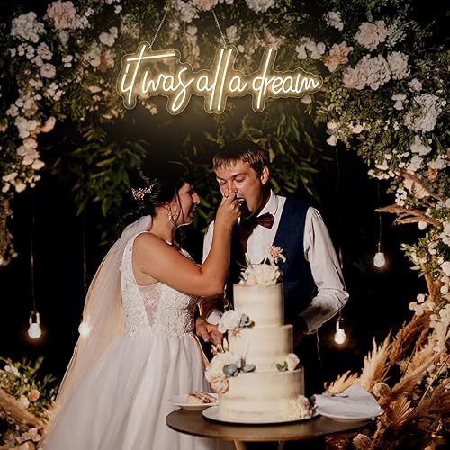 Miniatura 2 de Letrero de luz de neón con texto en inglés It Was All a Dream con luces LED 3D personalizadas, lámpara de neón reutilizable, brillo ajustable para