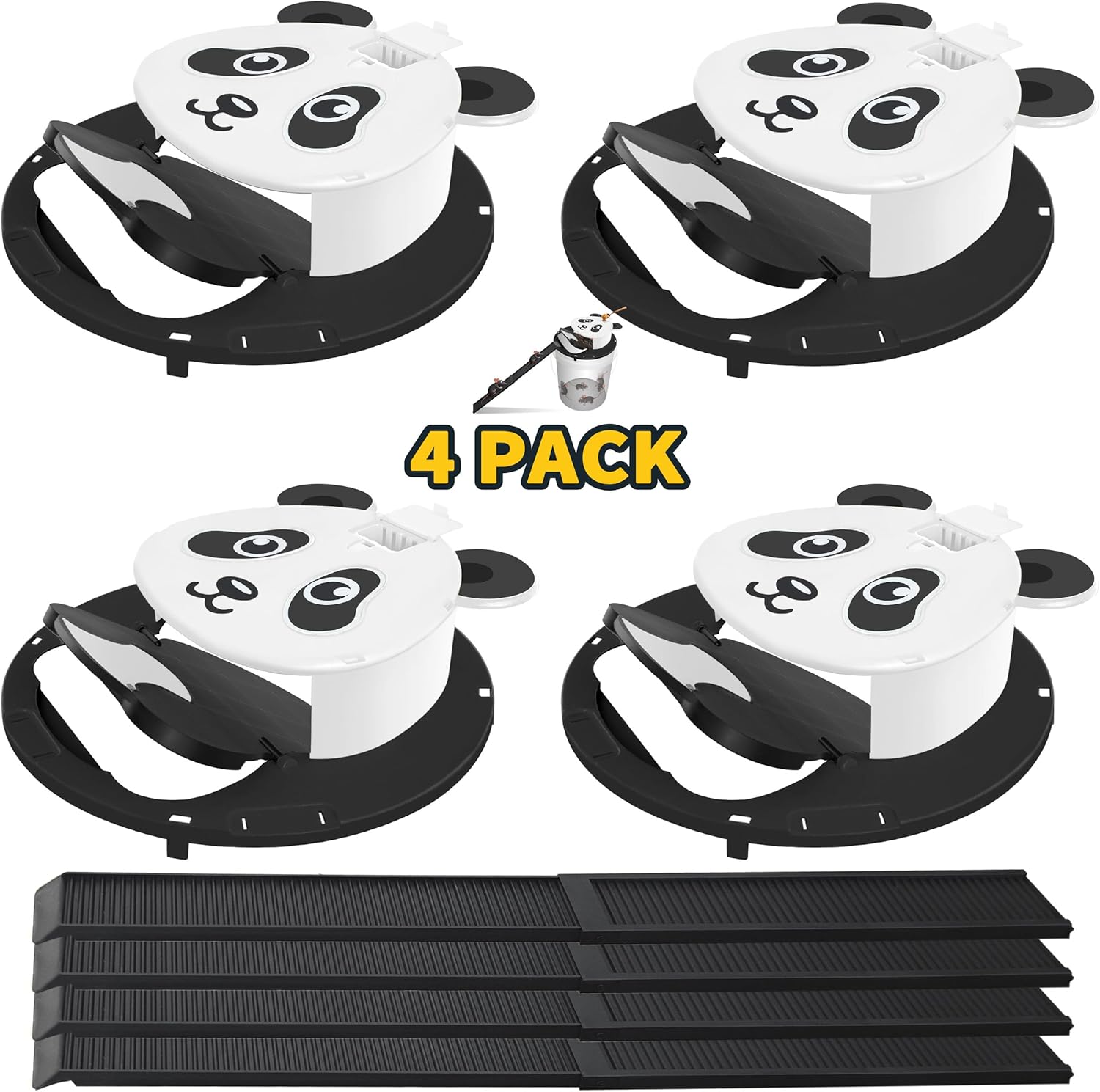 4 Packs Mouse Traps Bucket,Automatic Reset Flip Lid Humane Mouse Trap-Multi-Catch Rat Traps Outdoor&Indoor Home Use-Reusable Mice Catching Tool