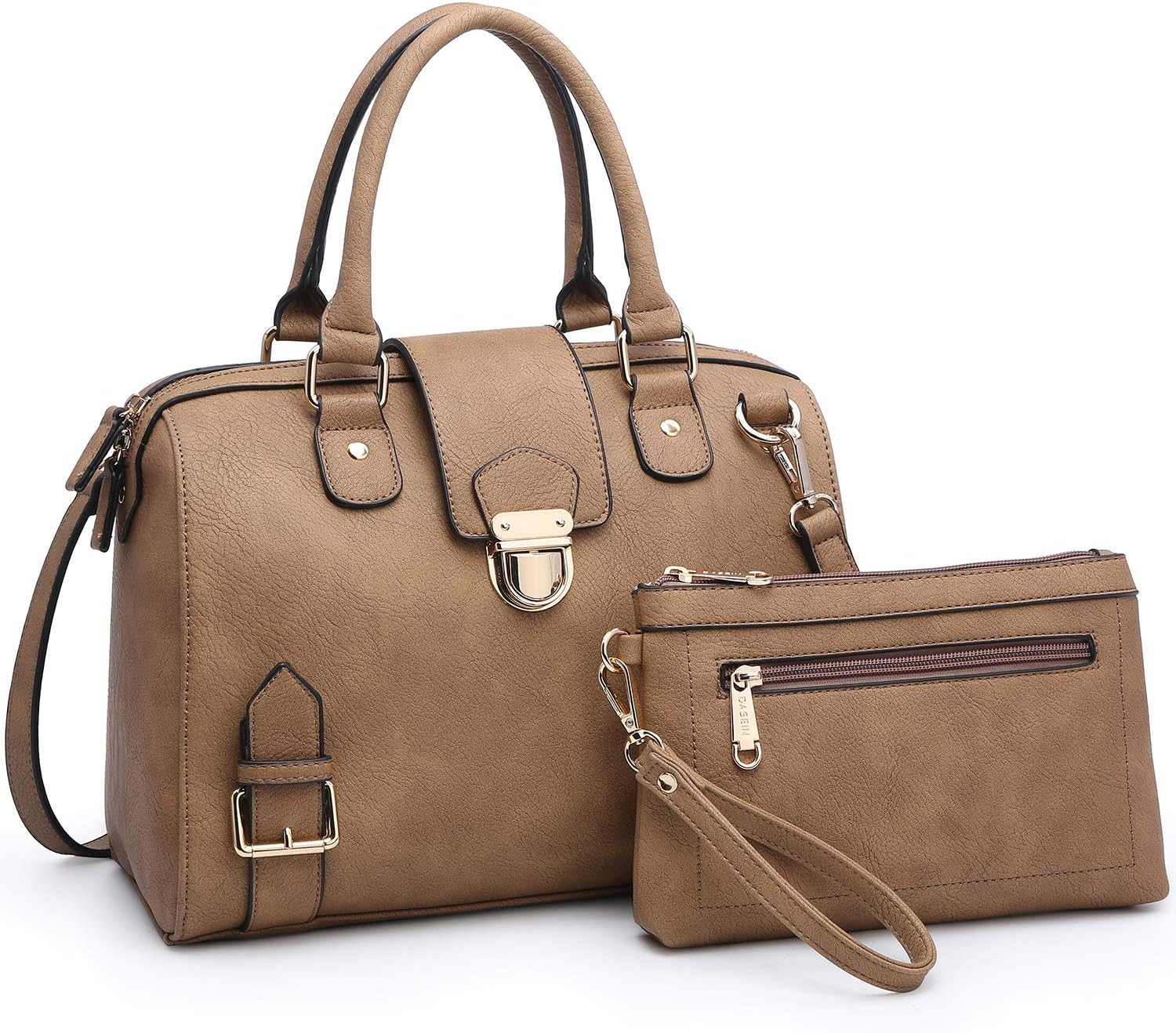 DaseinWomen Barrel Handbags Purses Fashion Satchel Bags Top Handle Shoulder Bags Vegan Leather Work Bag