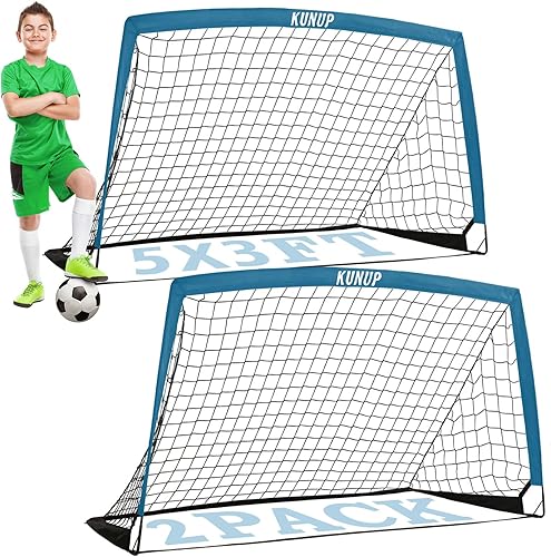 Portería de fútbol infantil para patio trasero, red de práctica de fútbol fácil plegable de 5 x 3 pies con bolsas de transporte portátiles para