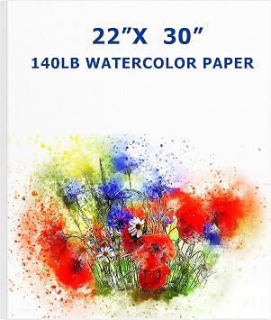 Fuutreo 20 Sheets Watercolor Paper Large 140 lb Heavyweight Drawing Paper White Painting Art Supply for Beginners, Artists and Professionals22 x 30 Inch