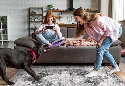 Vista 86 de Moynesa Alfombra de pasillo ultrafina lavable, vintage, de 2 pies 6 x 8 pulgadas, antideslizante, resistente a las manchas, resistente a