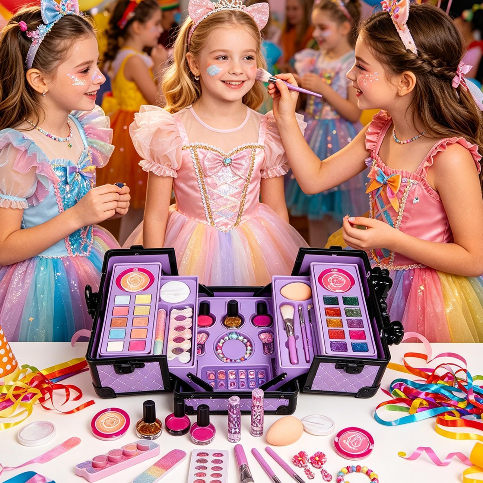 Set Di Trucchi Per Bambini Cosmetici Portatili con Valigetta | Trucco Per Bambini 4-12 Anni, Ideale per Feste di Compleanno, Travestimenti e Giochi di Ruolo