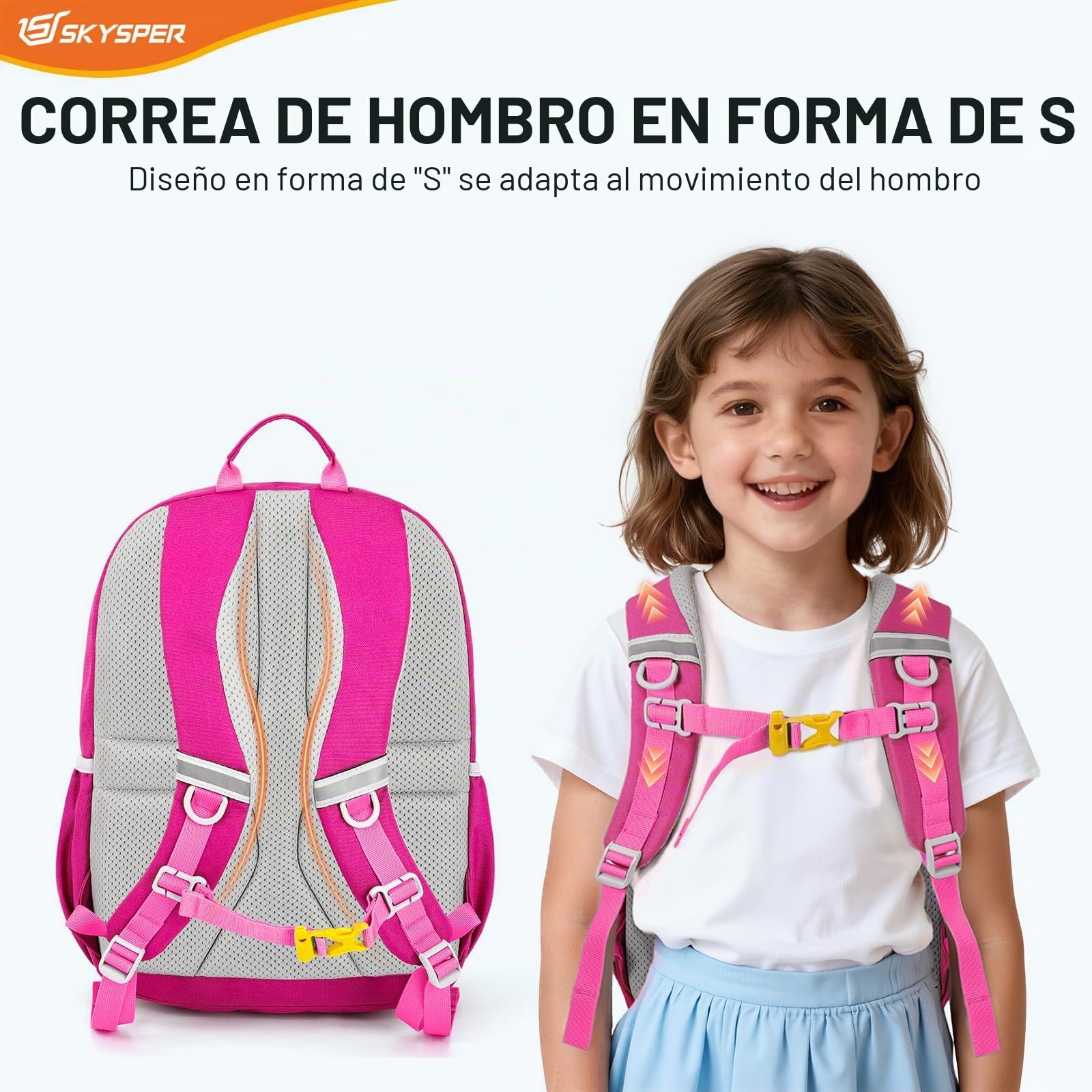 SKYSPER Mochilas Infantiles 12L Cómoda para Niños y Niñas de 6-10 Años Mochila Escolar y Mochila para Jardín de Infantes y Actividades al Aire Libre como Senderismo