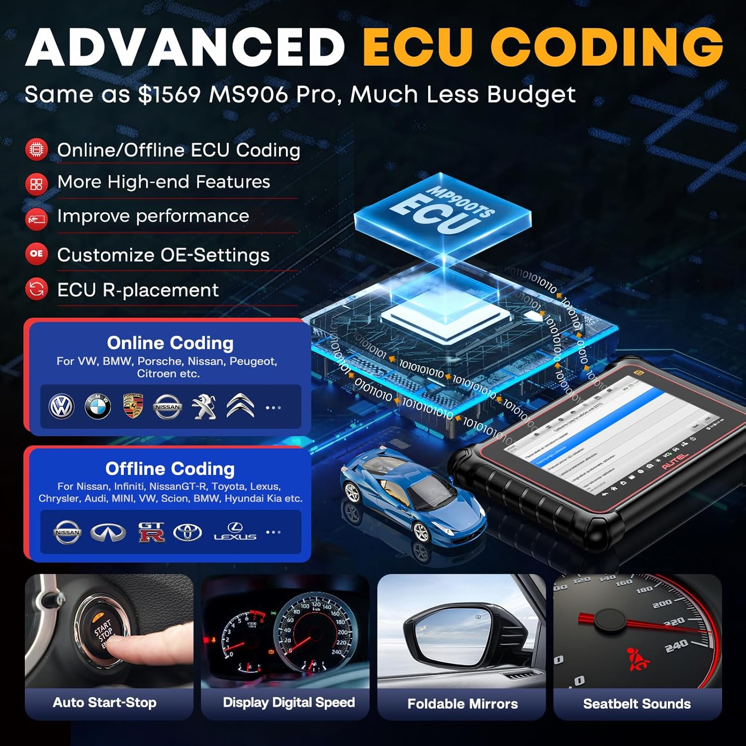 Autel MaxiPRO MP900TS Scanner, 2026 8IN MP900-TS up of MS906 PRO MP900-BT MP900 MS906TS MK900TS, V2.0 DOIP CANFD, Full TPMS as MS906 Pro-TS, OE C0ding, 40+ Services, 3K+ Bidirectional Scan Tool, OS 11