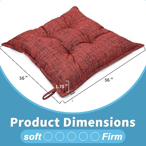 Miniatura 8 de SINSOSSO - Cojín de lino para sentarse y sentarse, cojines cuadrados grandes de 22 pulgadas, antideslizantes, lavables, para yoga, interiores, color