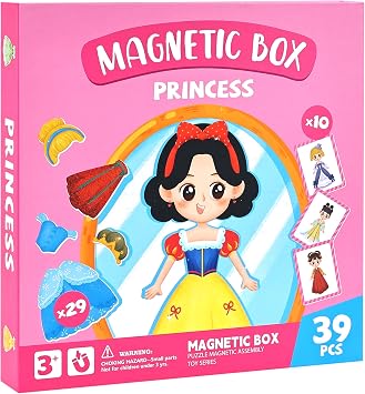 Magnetic Dress-Up Princess Dolls Set - 10 Scenes with 39 Magnetic Pieces, Educational Pretend Play & Preschool Toys for Kids 3 4 5 6, Creative Travel & Birthday Gift for Girls