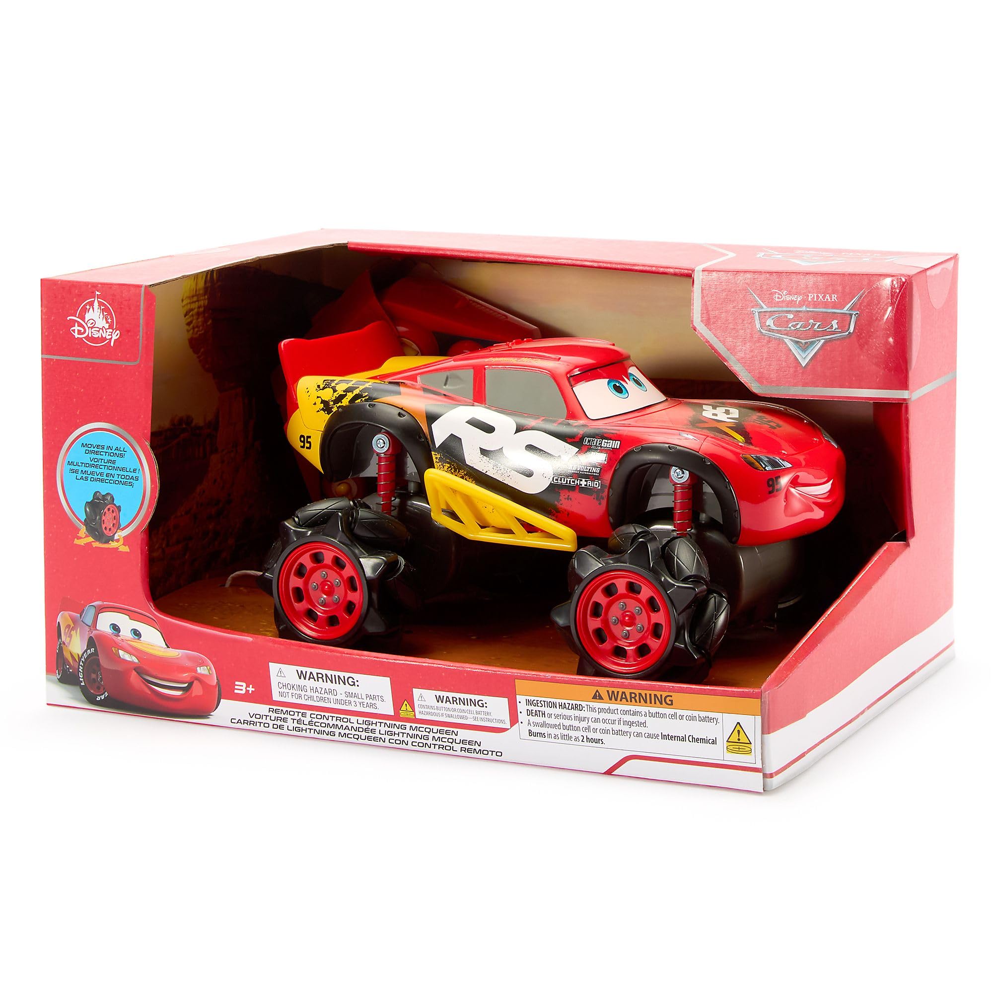 Disney Store Official, Cars, Rayo Mcqueen, Coche teledirigido, 25 cm, para niños, Juguete teledirigido de Alta Velocidad con Ruedas extragrandes y Giro de 360°, para Mayores de 3 años