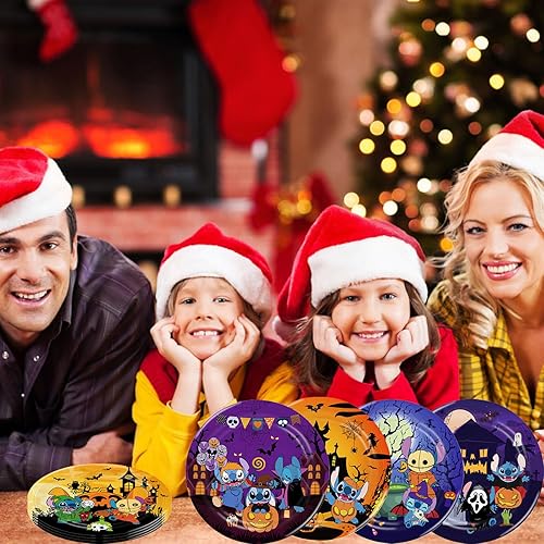 Miniatura 5 de 60 platos de puntada para fiesta de cumpleaños de Halloween, suministros de fiesta de cumpleaños, decoración de Halloween, cumpleaños, baby shower