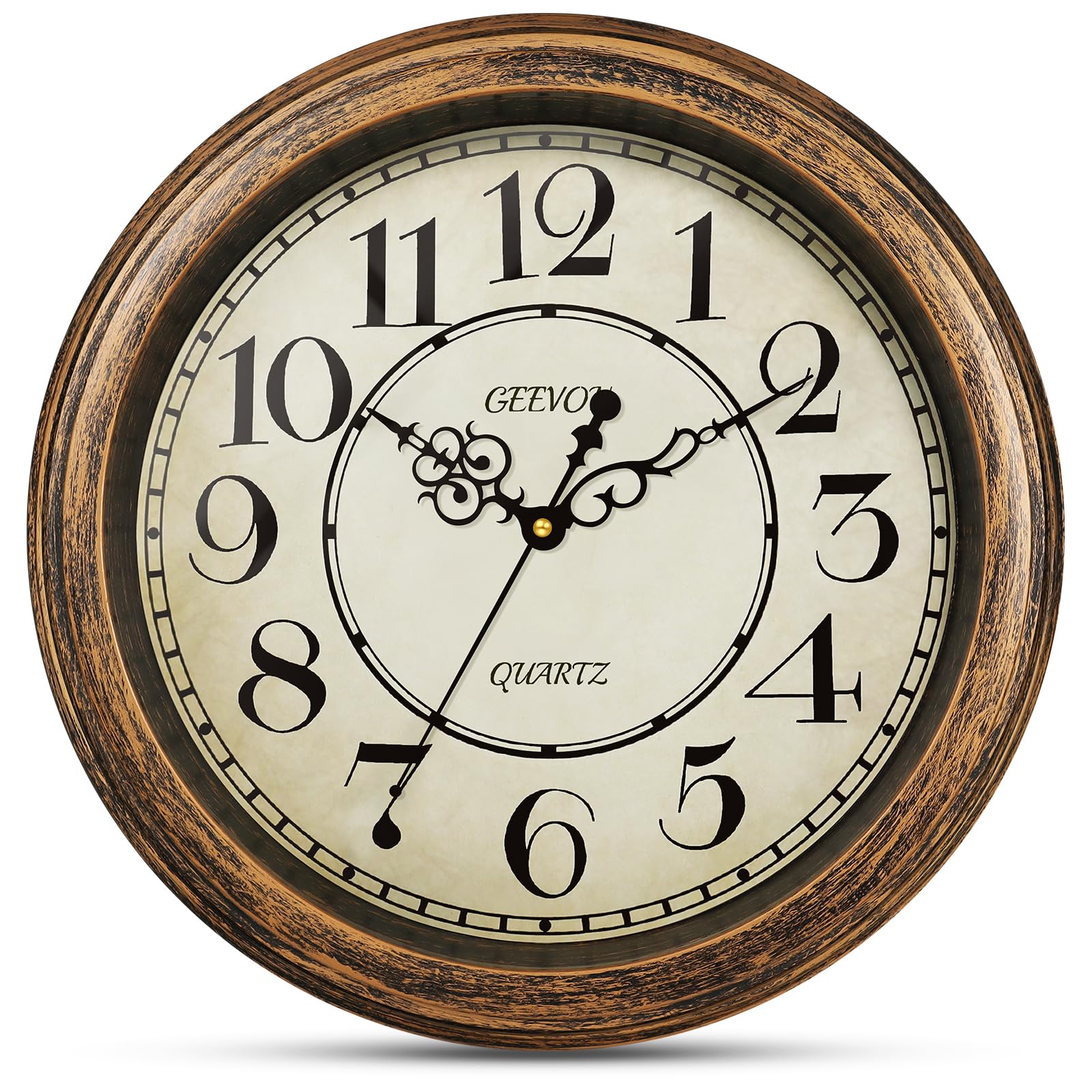 Geevon Retro Wall Clock, Silent Non Ticking, Vintage, Battery Operated