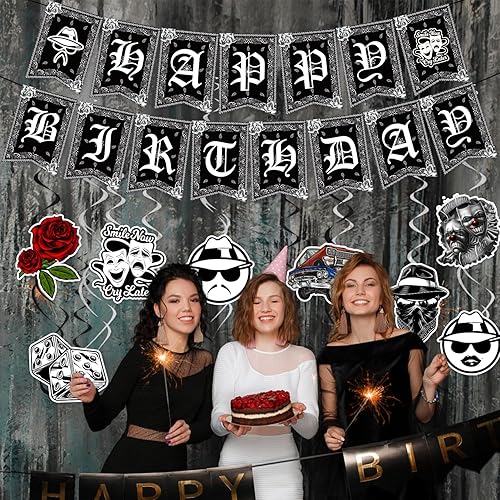 Miniatura 6 de Decoraciones de fiesta de Cholo con texto en inglés "Cholo" Happy Birthday Banner Cholo - Decoraciones de fiesta con temática de cholo, espirales