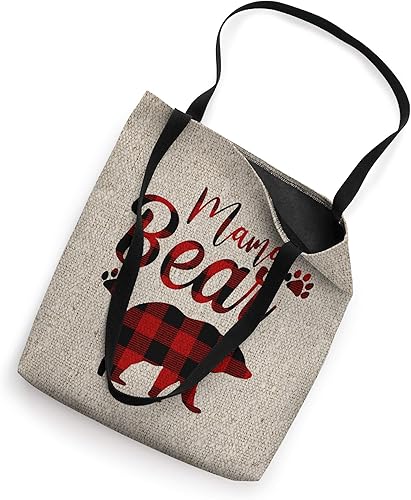 Miniatura 2 de Burlap Mama Bear Red Plaid Día de la Madre para Mamá Bolsa de mano Blanco 16 pulgadas