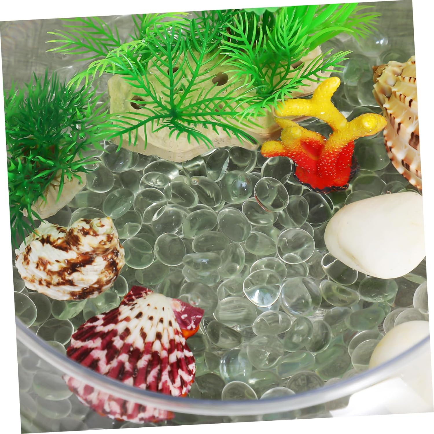 400pcs Glass Flat Beads for Decorating Vases Aquariums and Craft Displays