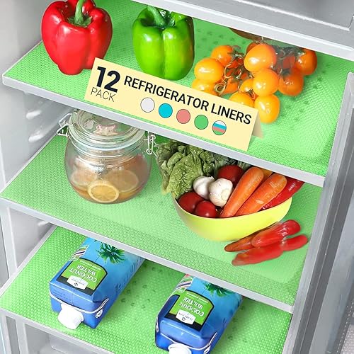 Miniatura 1 de Linda's Essentials - Revestimientos para refrigerador (12 unidades)  Revestimiento para refrigerador fácil de limpiar con protección contra