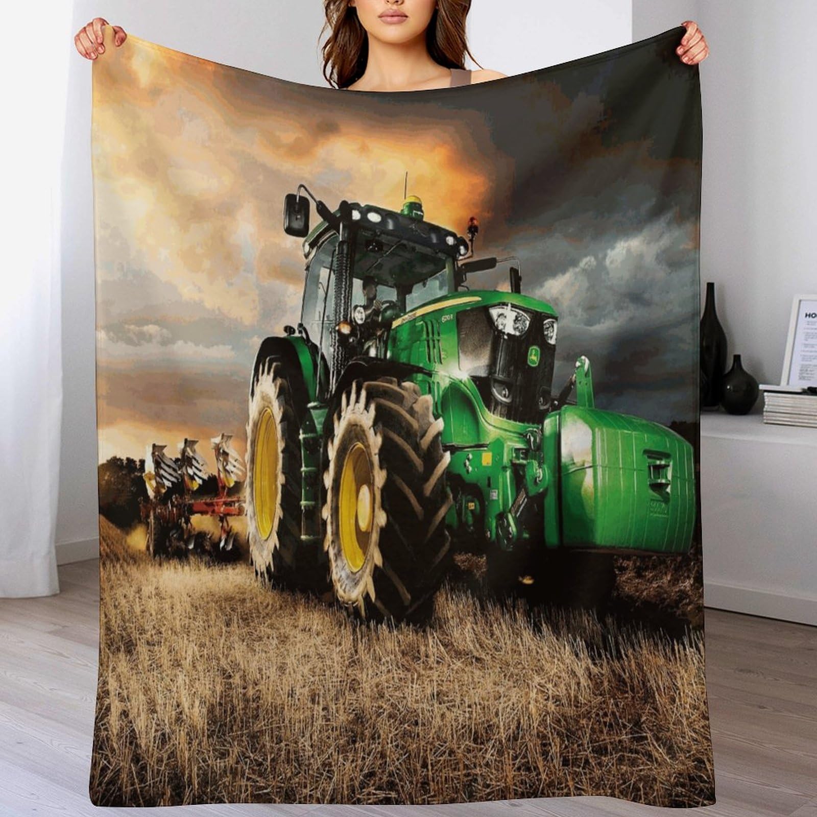 Couverture tracteur en flannel 140x180 cm pour lit et canapé