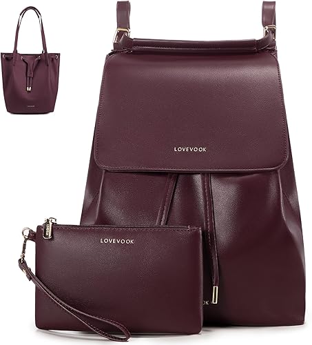 LOVEVOOK Mochilas para mujer, bolsa de mano convertibles de piel sintética, bolsos de mano de moda