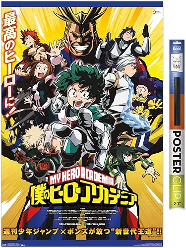 Trends International My Hero Academia - Póster de pared de arte clave, 22.375 x 34 pulgadas, paquete de póster y clip