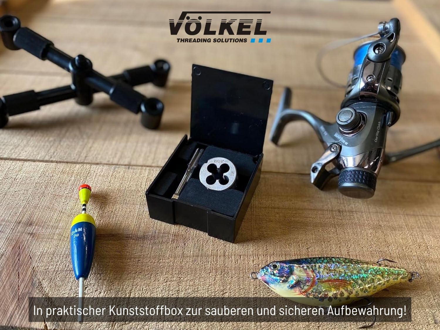 VÖLKEL Angler Set | BSF 3/8x20 Gewinde | HSS Gewindeschneider Set | Gewindeschneider BSF 3/8 | Anglergewinde | Innengewinde & Außengewinde