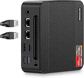BOSGAME P4 Mini PC, Computadores Desktop Ryzen 7 5825U Light Gaming PC, 32GB de RAM DDR4, SSD M.2 NVMe de 1TB, PC de mesa com três monitores, portas LAN 2,5G duplas, WiFi 6E, BT 5.2