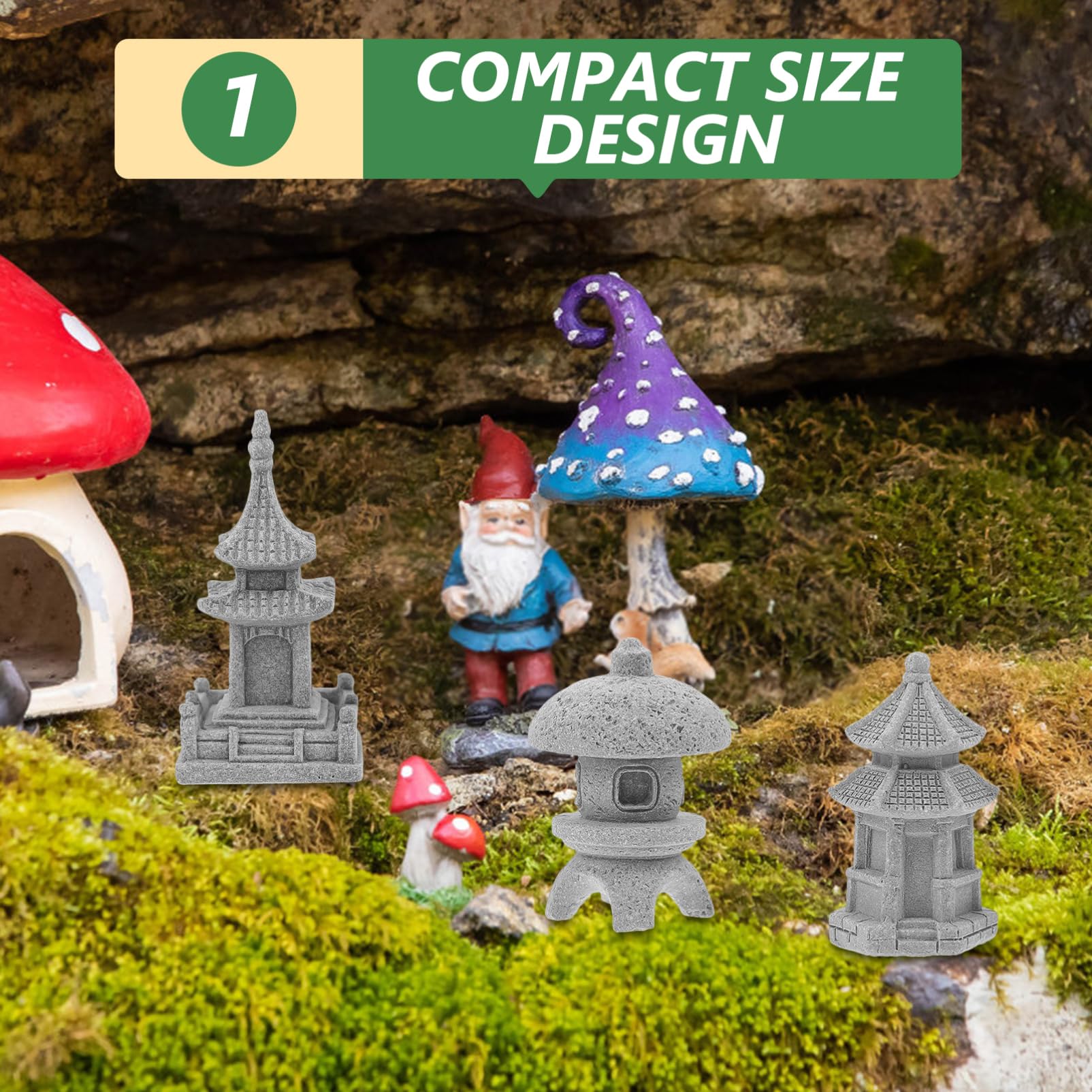 BESTonZON 3 Sätze Teiliges Pavillon Miniatur Statue Für Bonsai Und Garten Dekoration Langlebig Für Balkon Und Terrasse Geeignet 3 Stück * 3