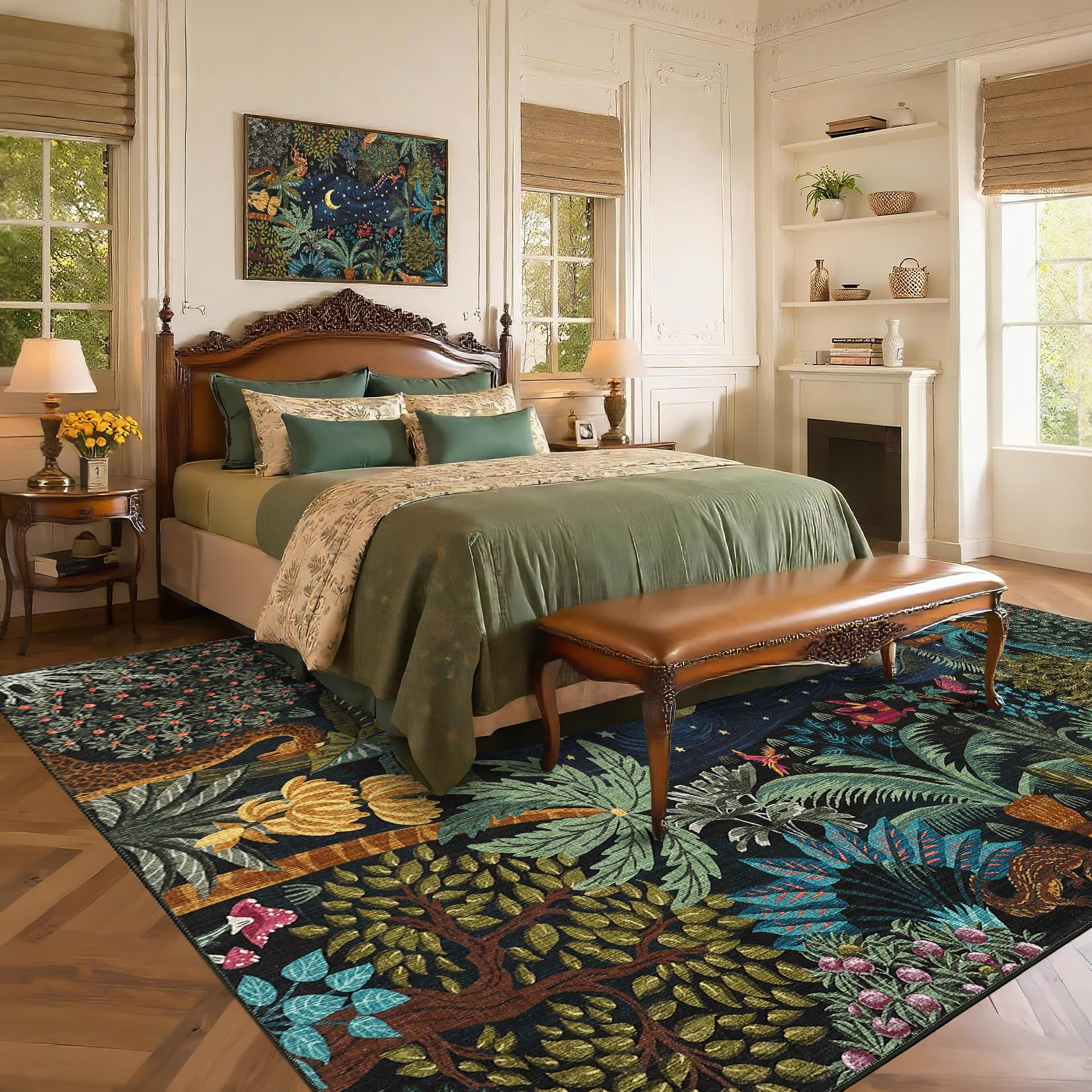 GarveeHome Large Area Rugs 9x12 for Living Room, Jungle Animal Washable Rug Soft Non Slip Backing Floor Mat Carpet Indoor Thin Accent Rug for Bedroom