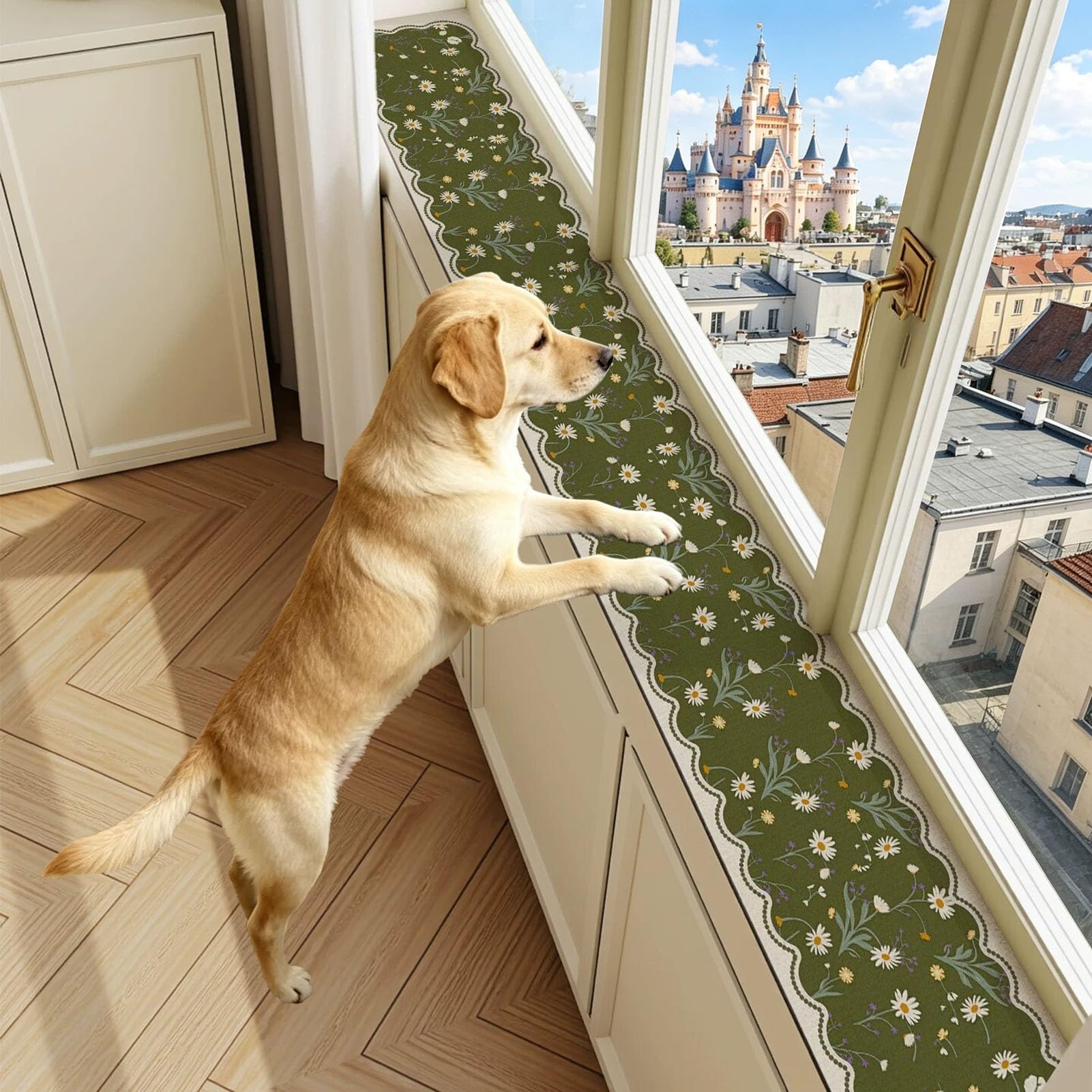 Vibeo Non Skid Window Sill Mat for Dogs/Cats/Plants, Diatomaceous Narrow Window Sill Protector Cover, 4 6 8 10 12 in Minimalist Window Ledge Cushion Pad(Style B,24x12in(61x30cm))