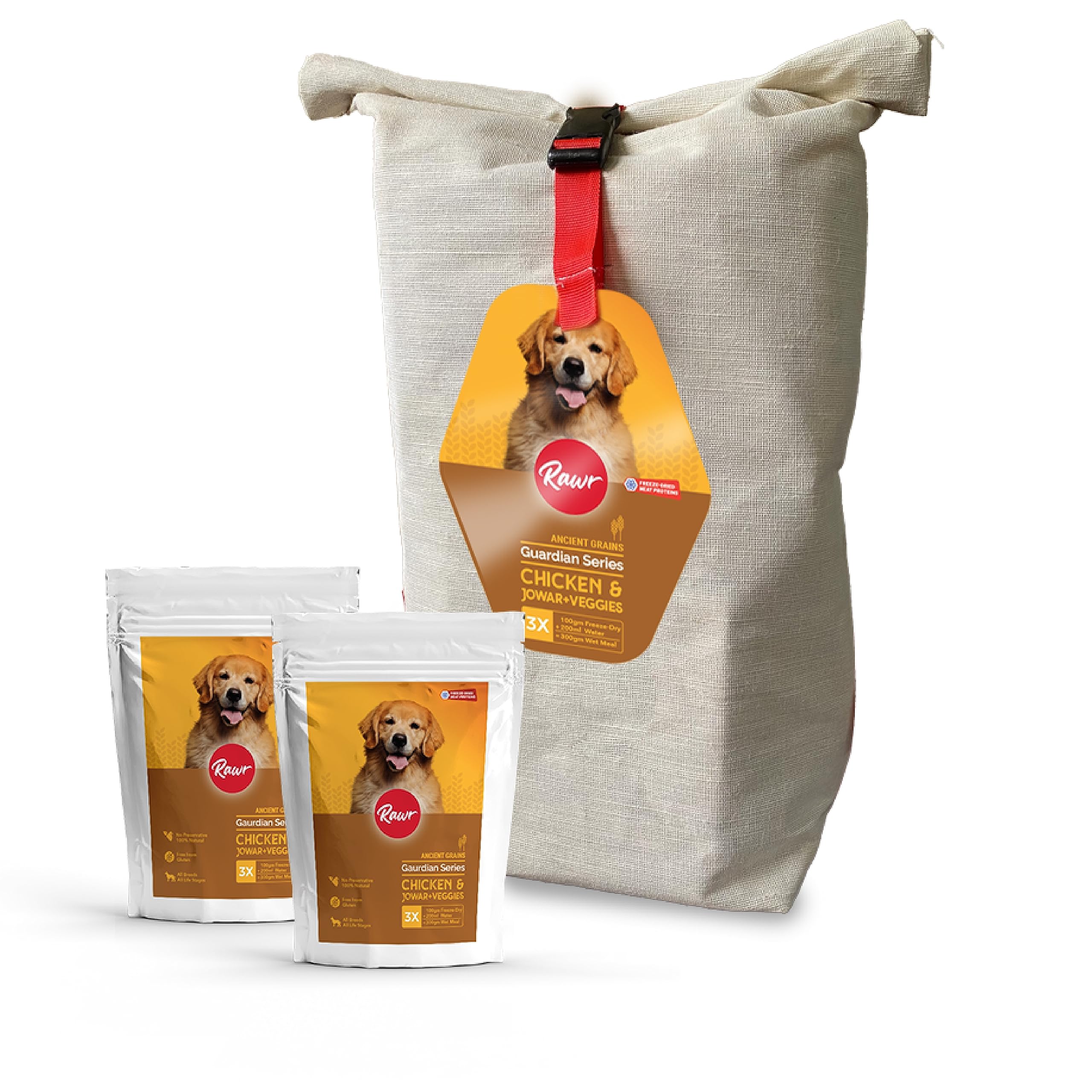 Rawr4dogs Dog Food Guardian Series Freeze Dried with Ancient Grains, Chicken, Jowar, & Veggies Recipe, 75g-Pack of 12, Total-900g (Makes 2700g Meal by Adding Water) (B0C81S4VDV) Amazon Price History, Amazon Price Tracker