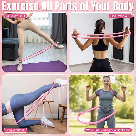 Weighted Hula Ring Hoops for Adults - Foldable Soft Spring Hula Circle for Women Exercise Weight Loss, Portable Waist Workout Ring, Slimming Training Equipment for Women Beginners Home Travel