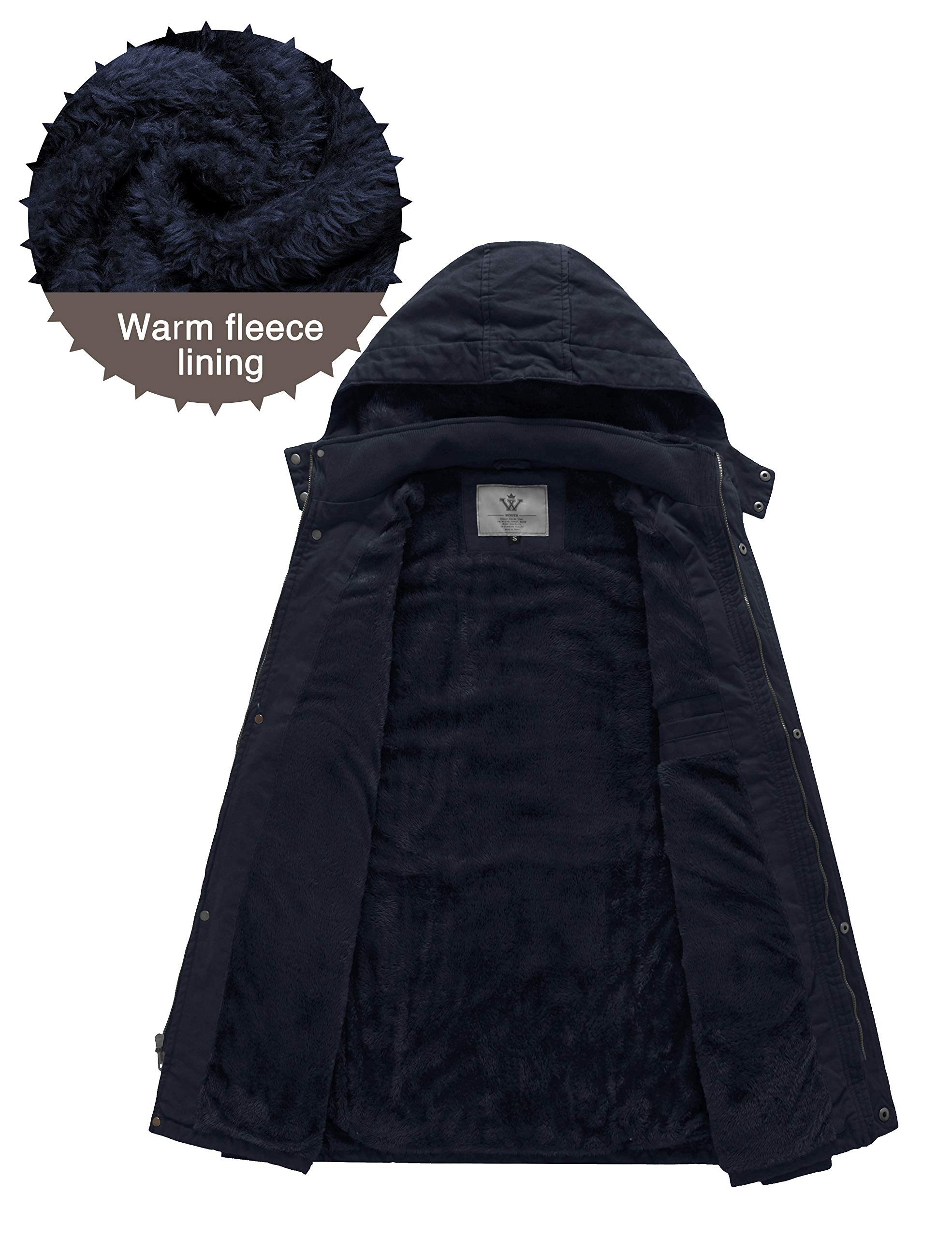 WenVen Giacca Militare Calda Invernale Cappotto con Cappuccio Staccabile a Vento Parka da Esterno Media Lunga Giubbotto Imbottito in Cotone Uomo