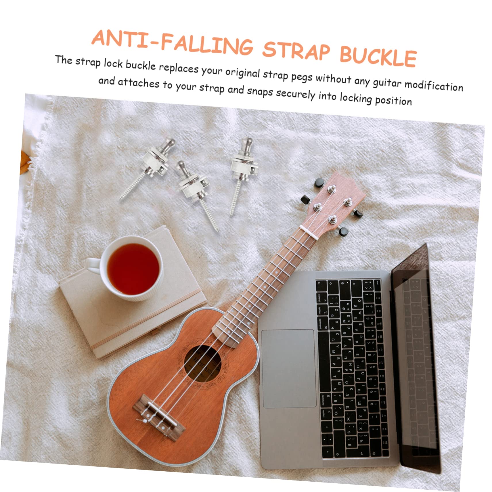 JOINPAYA Guitar Belt Button Guitar Belt Lock 10pcs Silver Anti-skid Iron Fixator