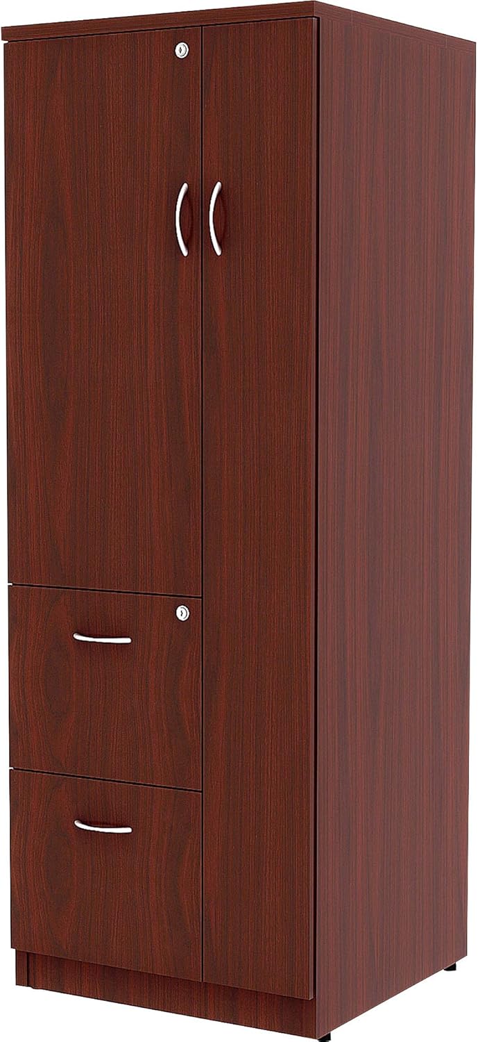 Mahogany Lockable Office Storage Cabinet with Adjustable Shelving