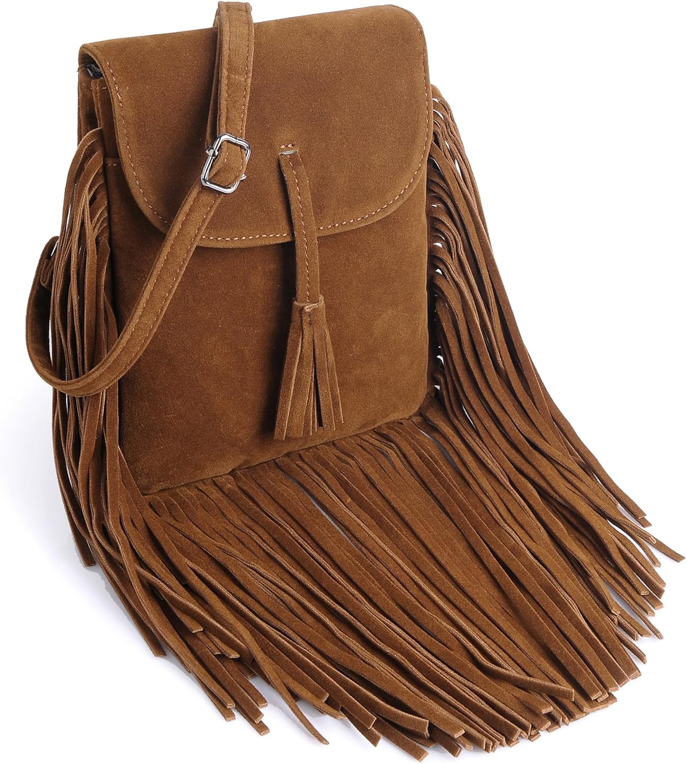 Dora & Liz Fringe Small Crossbody Bags for Women Trendy Designer Cell Phone Bag Suede Tassel Wallet Purses with Card Slots