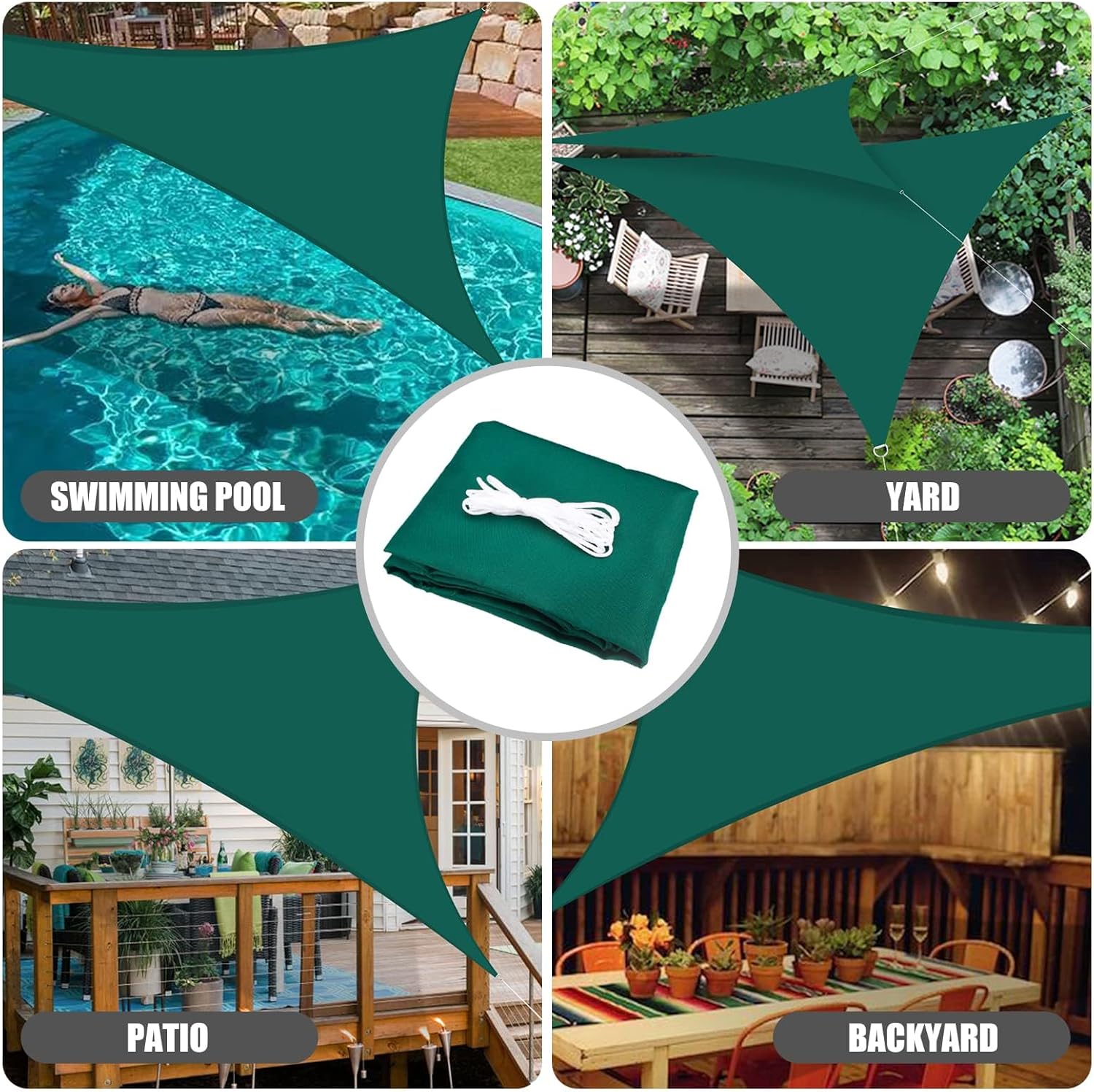 Neween Triangle Sun Shade Sail - 9' x 9' Waterproof Green UV Block Shade