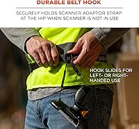 Vista 3 de Ergodyne Squids 3135 - Cinturón escáner de código de barras con gancho, incluye correa de transporte para escáneres de código de barras, negro
