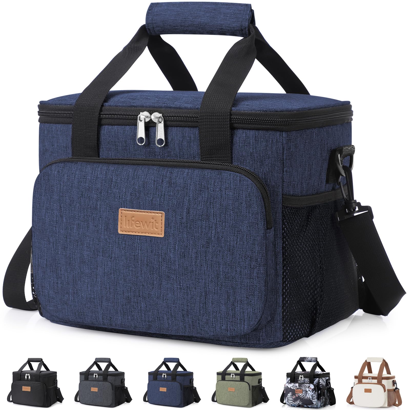 Lunch Bag 8.5L 12 Can Insulated Lunch Box Soft Cooler Cooling Tote for Adult Men Women, Dark Blue
