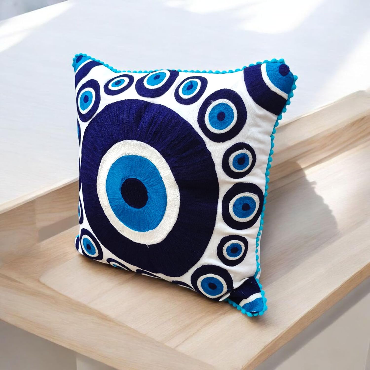 RMU Evil Eyes Hand Embroidery Cushion Cover Suzani Embroidery Cushion Cover Cushion Cover, Set of 2