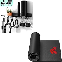 Bike Trainer Mat Compatible with Peloton Bike, for Treadmill & Row, 6mm Under Mat, Crostice 1-Tier Floating Shelf Compatible with Tonal Accessories, Home Gym Storage Shelf